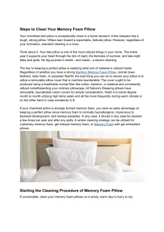 steps to clean your memory foam pillow