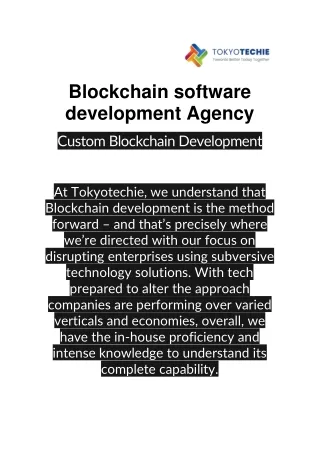 Blockchain software development Agency