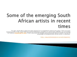 Some of the emerging South African artists in recent times