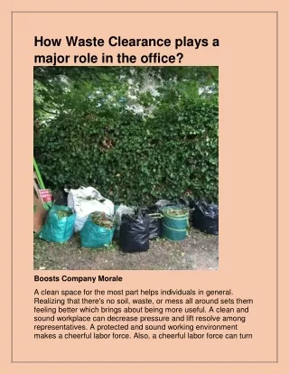 how waste clearance plays a major role