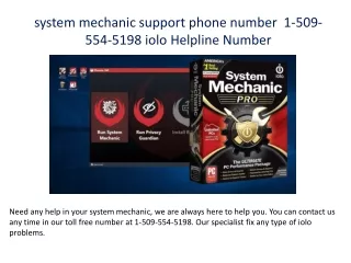 system mechanic support phone number  1-509-554-5198 iolo Helpline Number