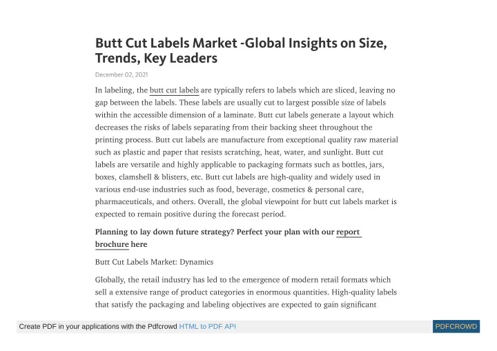butt cut labels market global insights on size