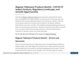 bagasse tableware products market covid 19 impact