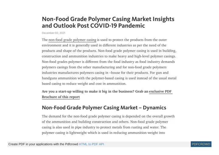 non food grade polymer casing market insights