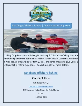 San Diego Offshore Fishing | Colettasportfishing.com 