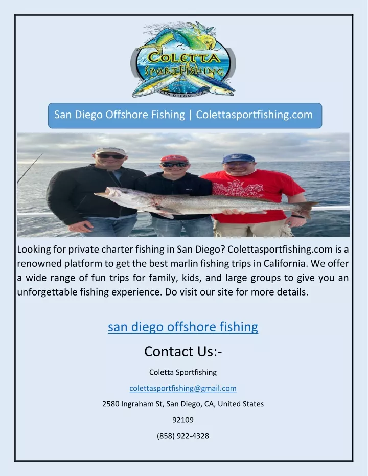 san diego offshore fishing colettasportfishing com