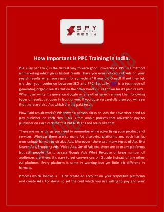 How Important is PPC Training in India.