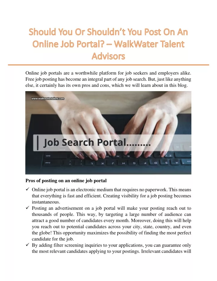 online job portals are a worthwhile platform