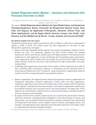 global biopreservation market analysis and demand