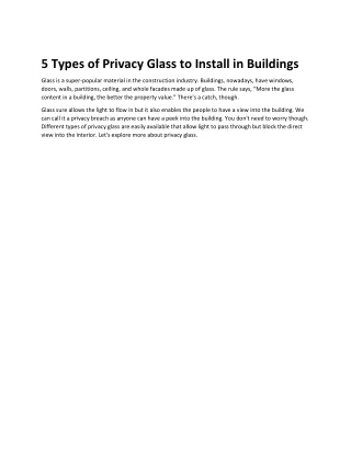 5 Types of Privacy Glass to Install in Buildings