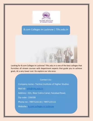 b.com colleges in lucknow