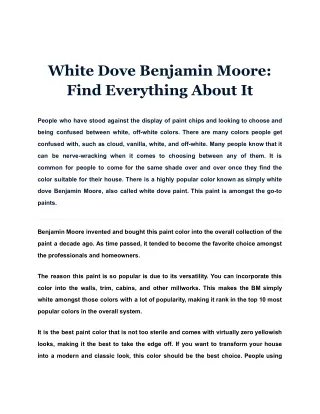 white dove benjamin moore find everything about it
