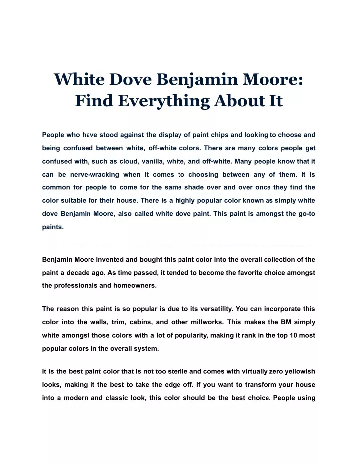 white dove benjamin moore find everything about it