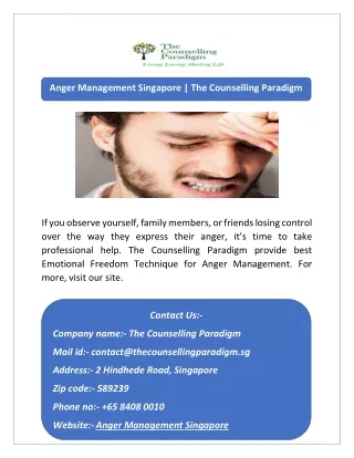 anger management singapore the counselling