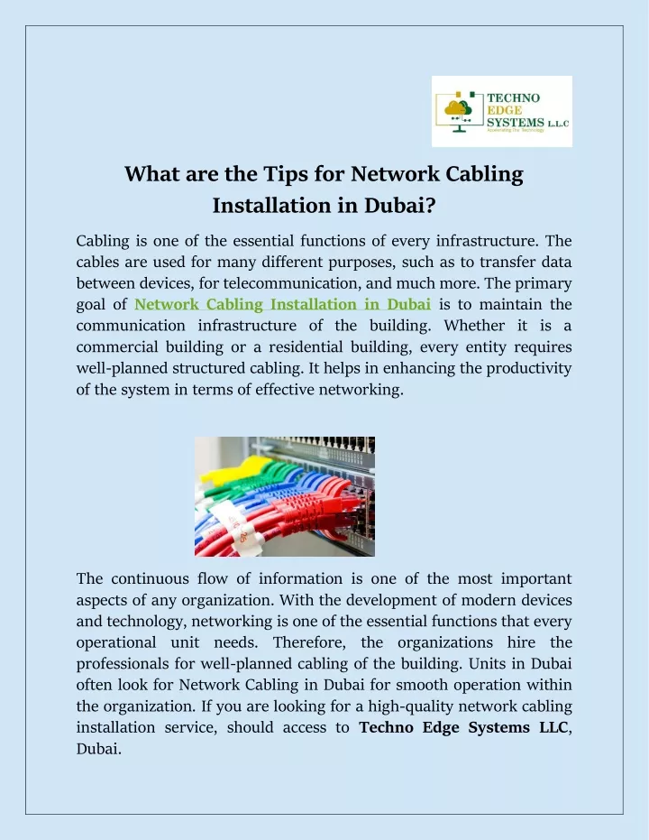 what are the tips for network cabling