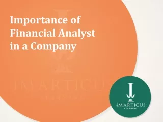 Importance of Financial Analyst in a Company