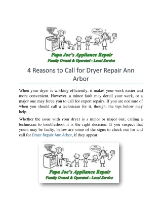4 Reasons to Call for Dryer Repair Ann Arbor