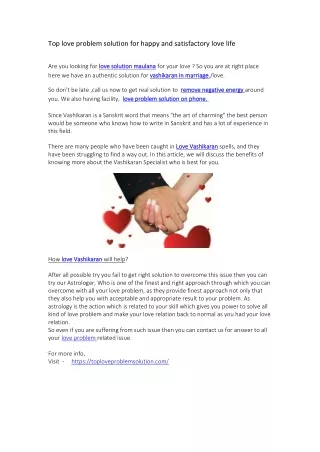 Top love problem solution for happy and satisfactory love life