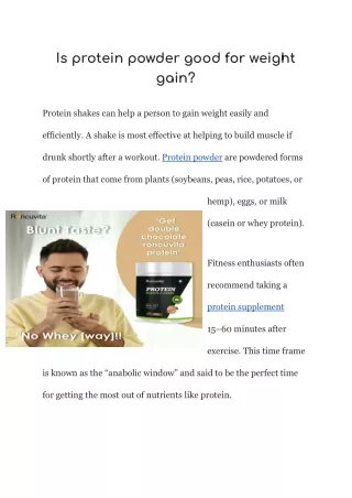 Is protein powder good for weight gain