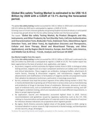 global bio safety testing market is estimated