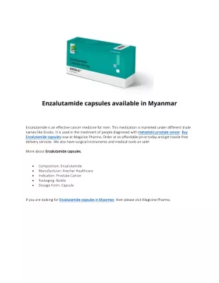 enzalutamide is an effective cancer medicine
