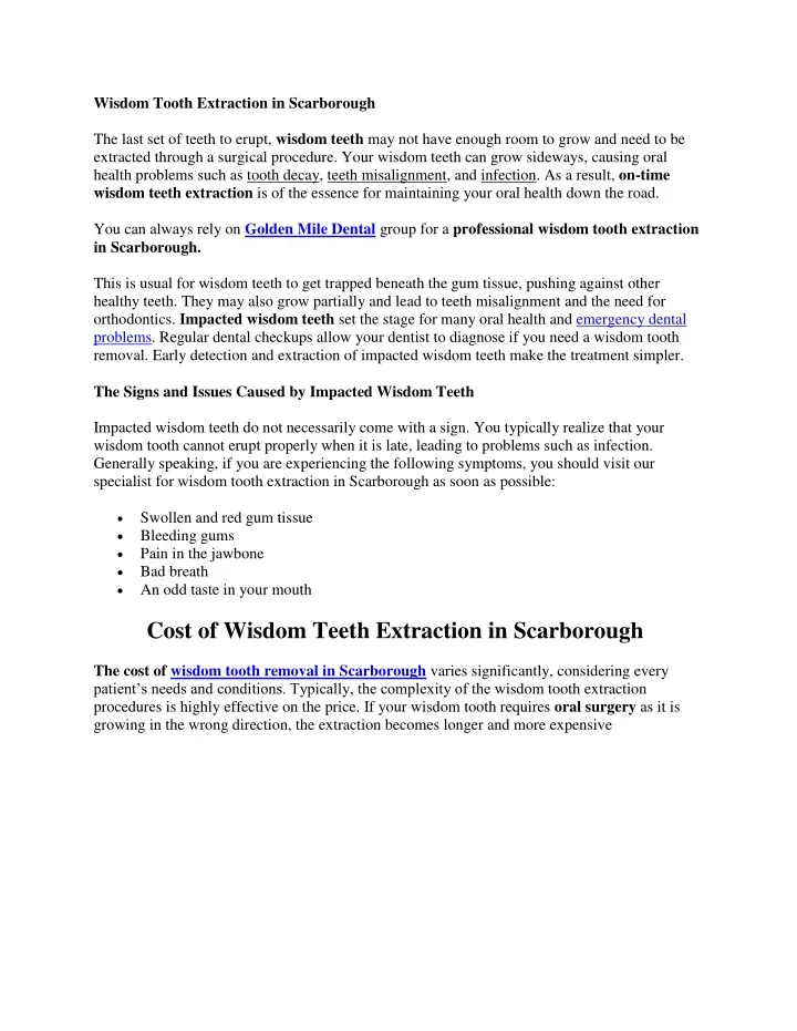 wisdom tooth extraction in scarborough