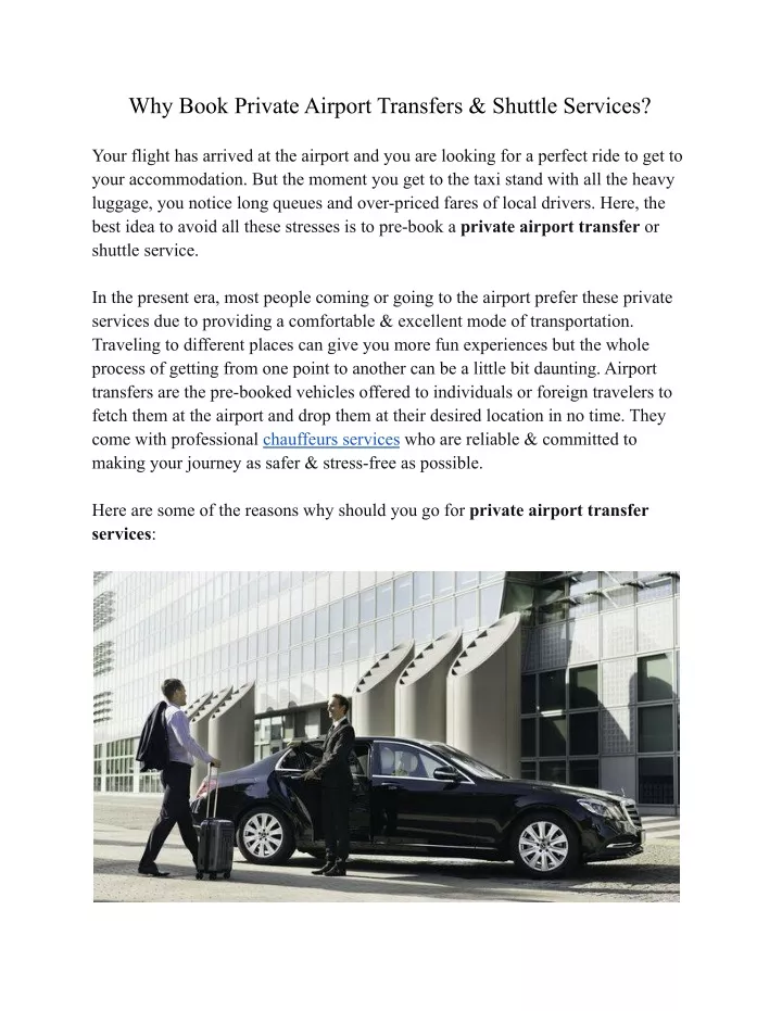 why book private airport transfers shuttle