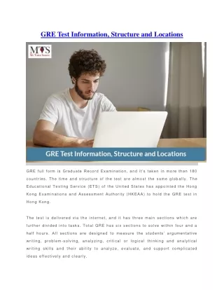 gre test information structure and locations
