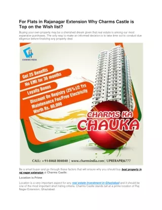 for flats in rajanagar extension why charms