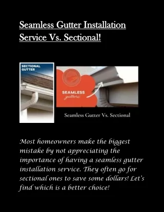 Seamless Gutter Installation Service Vs Selection