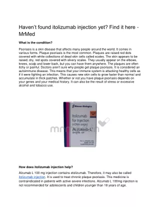 haven t found itolizumab injection yet find