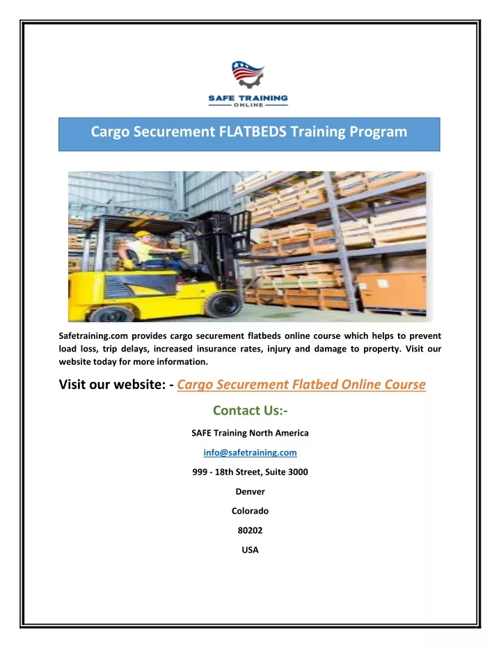 cargo securement flatbeds training program