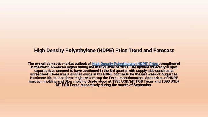 high density polyethylene hdpe price trend and forecast