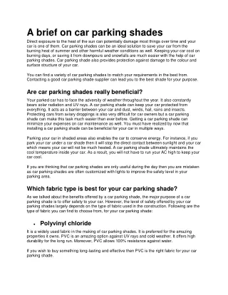 A brief on car parking shades