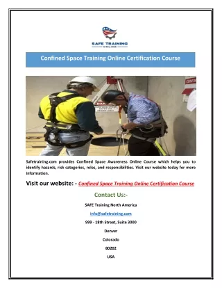 confined space training online certification