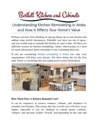 Understanding Kitchen Remodeling in Atoka and How it Affects Your Home%u2019s Value