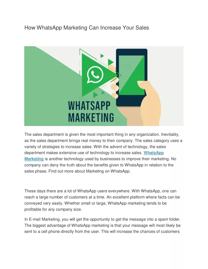 how whatsapp marketing can increase your sales
