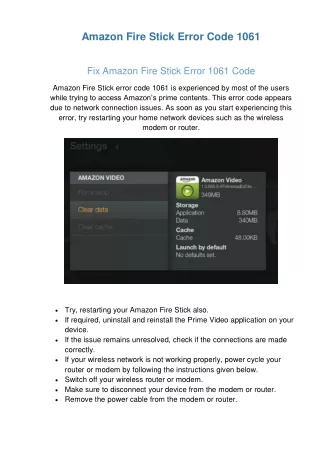[FIX] Amazon Fire Stick Error Code 1061 - Instant Solution