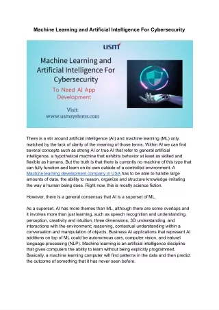 machine learning and artificial intelligence