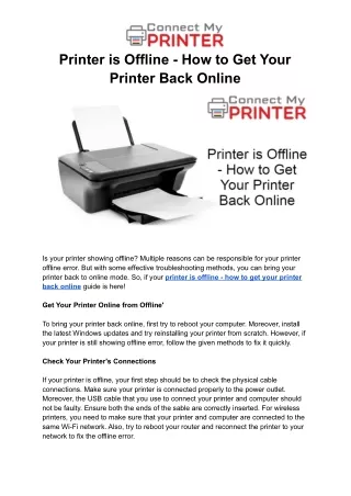 printer is offline how to get your printer back