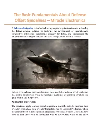 a defense offset policy is drafted to leverage