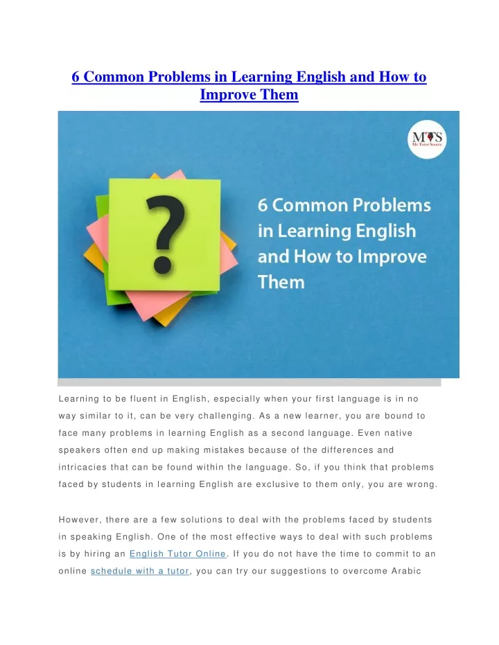 6 common problems in learning english