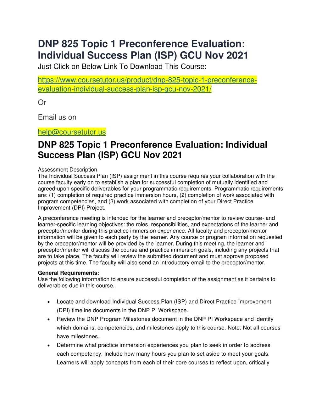 PPT - DNP 825 Topic 1 Preconference Evaluation Individual Success Plan ...