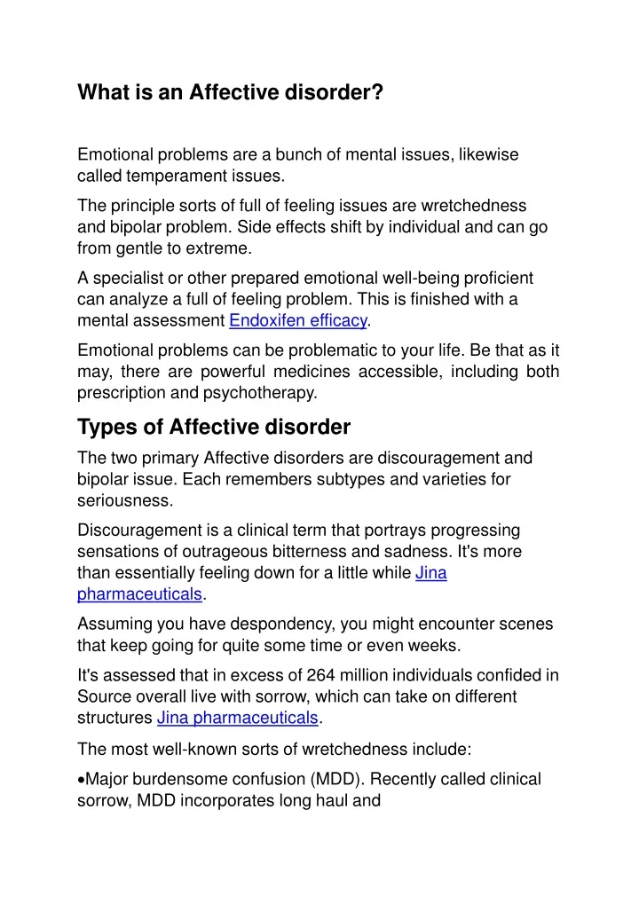 what is an affective disorder emotional problems