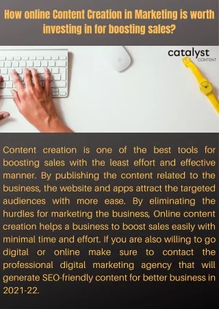 How online Content Creation in Marketing is worth investing in for boosting sale