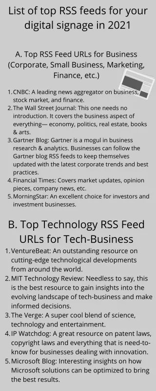 top 34 RSS feeds for your digital signage