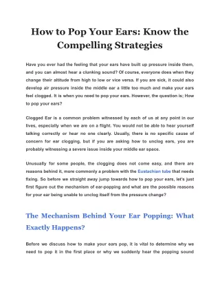 how to pop your ears know the compelling