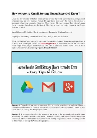 How to resolve Gmail Storage Quota Exceeded Error