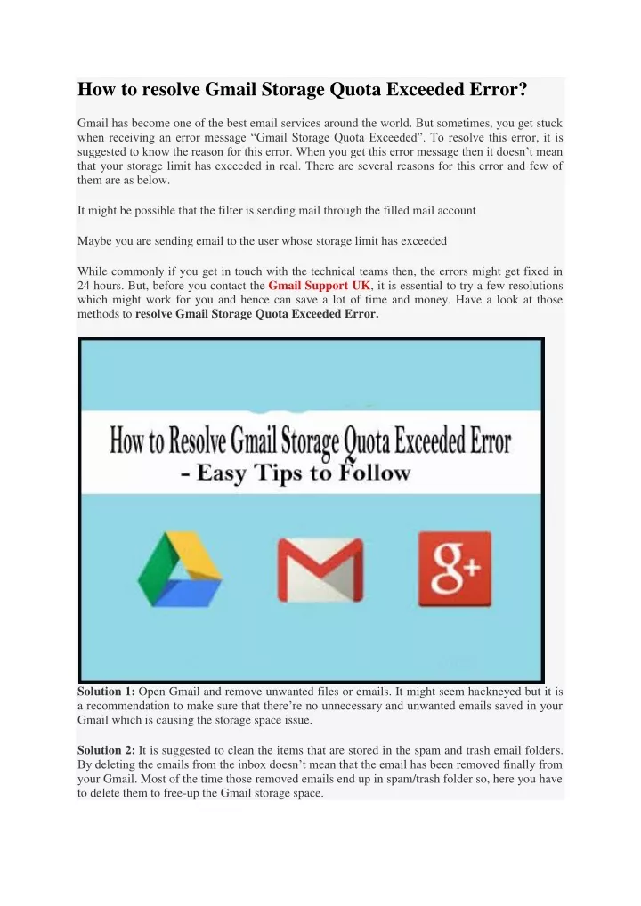 how to resolve gmail storage quota exceeded error
