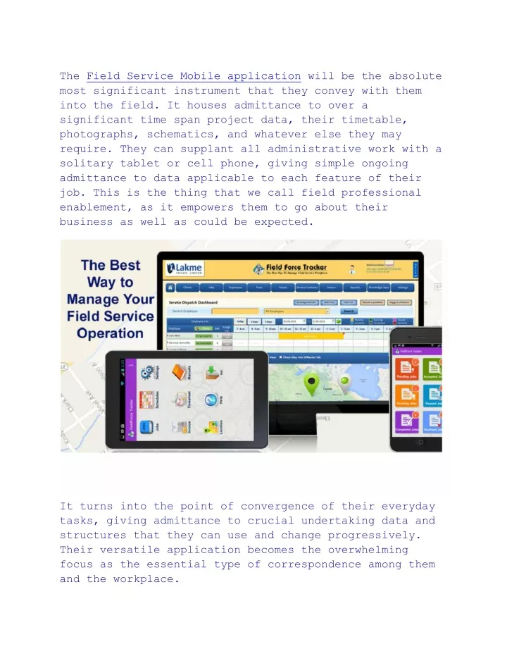 the field service mobile application will